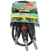 ProX XC-SYS03 3ft TRS Splitter Cable with 1/4 Inch Stereo to Dual 1/4 Inch TRS Connectors for Audio Routing and Studio Applications