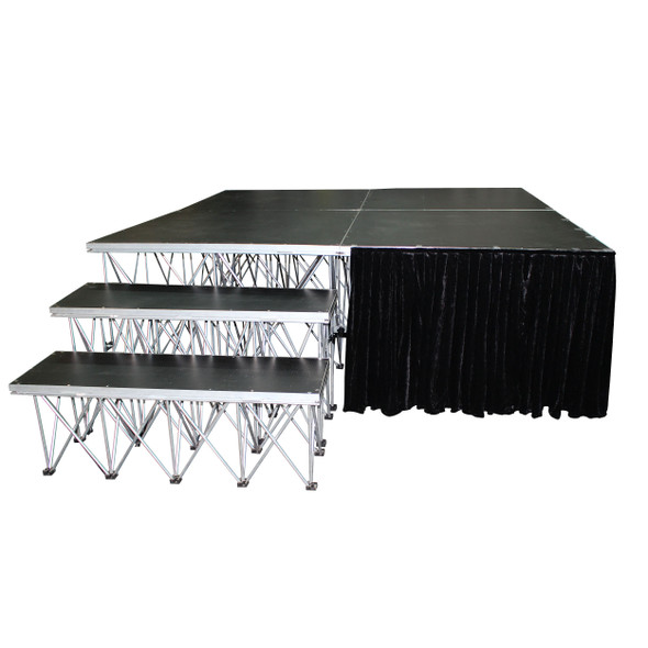 ProX 32" 8ft Width Black Portable Stage Skirt Polyester Fire-Retardant Platform Skirting 