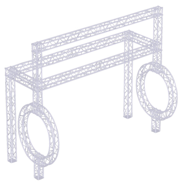 ProX circular F34 trade show display truss system technical rendering with hanging display points for exhibitions, retail activations, and event marketing