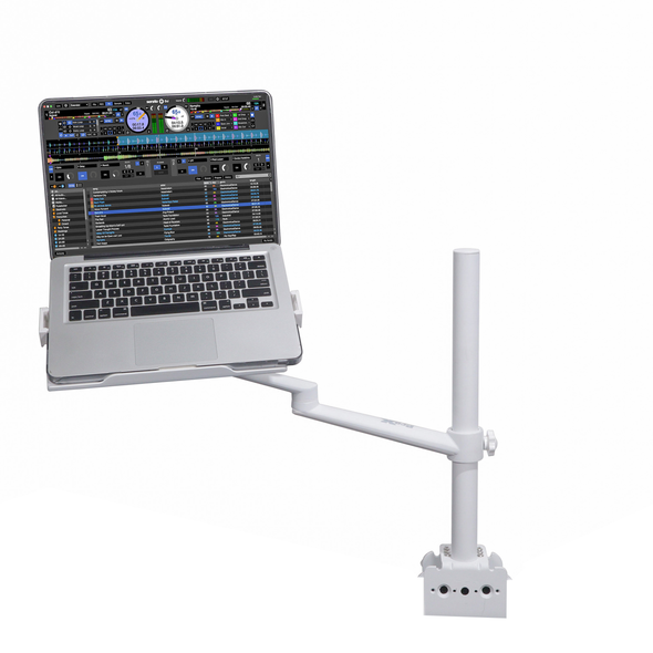 ProX White Adjustable Arm Mount Mount Stand For 12-17" Laptop,VESA 75X75 and 100X100 fit 17-32" Monitor, For DJ Flight Case/Table