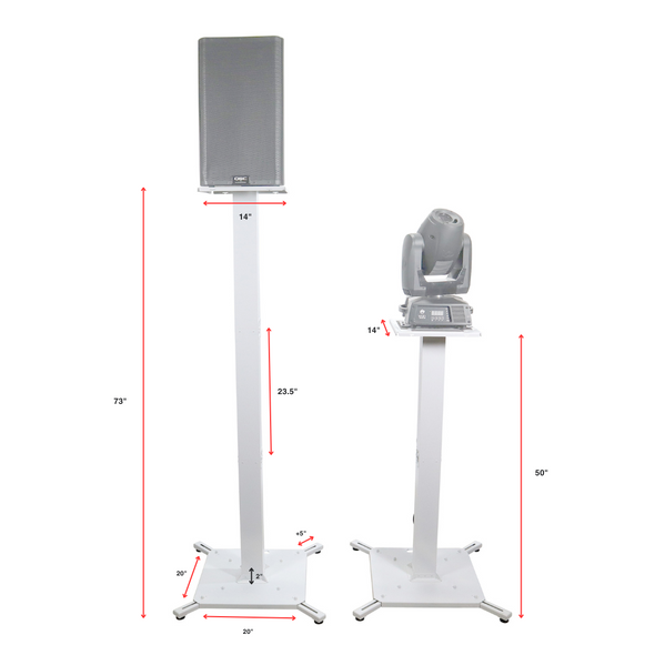 ProX Pair of White Moving Head or Lighting Speaker Totem DJ Stand with Carrying Bags by Humpter