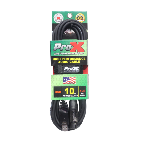 ProX 10 Ft XLR-F to USB High Performance Audio Cable