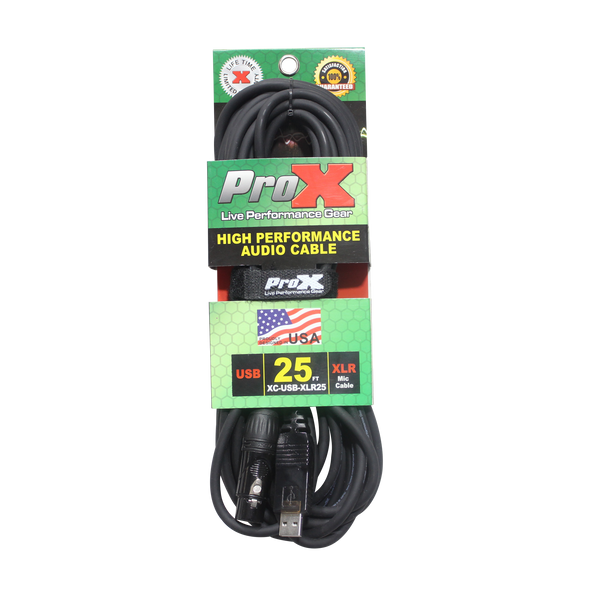 ProX 25 Ft XLR-F to USB High Performance Audio Cable 