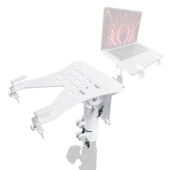 ProX Universal Laptop Tray + VESA Monitor Mounting Bracket fits on Speaker Stand 1-3/8" Pole White