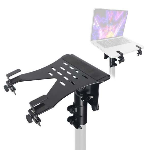 ProX Universal Laptop Tray + VESA Monitor Mounting Bracket fits on Speaker Stand 1-3/8" Pole Black