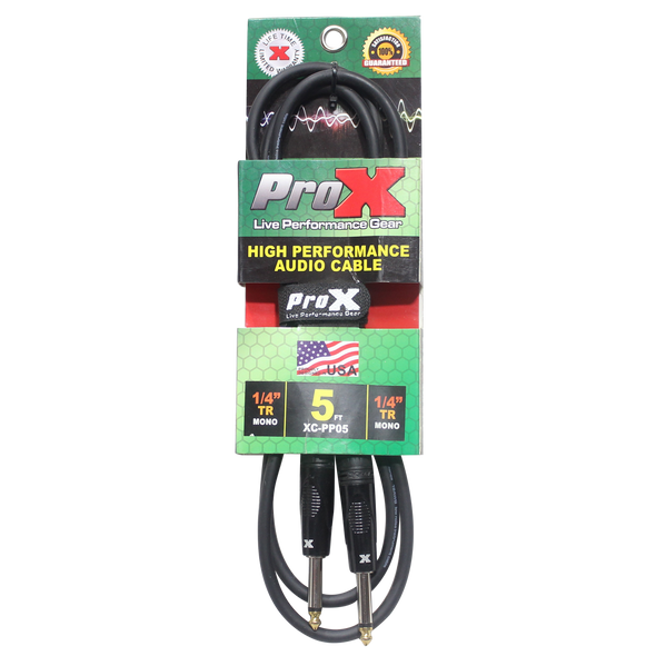 ProX 5' Ft. Unbalanced 1/4" TS-M to 1/4" TS-M High Performance Pro Audio Instrument Guitar Cable