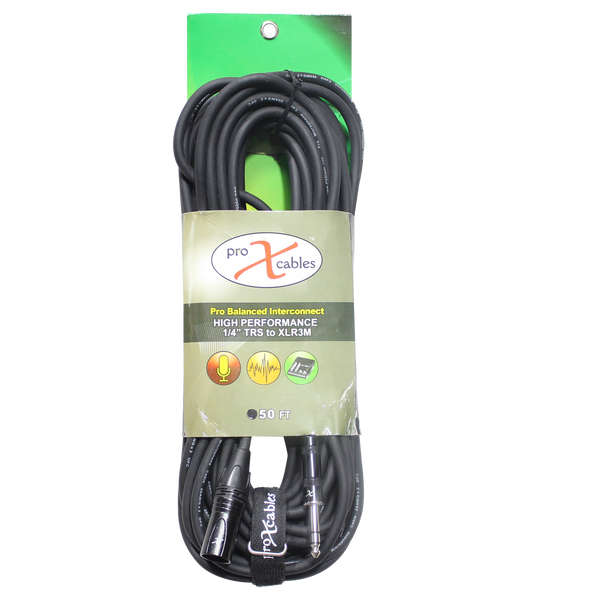 ProX 50 Ft. Balanced XLR3-M to 1/4 TRS-M High Performance Audio Cable