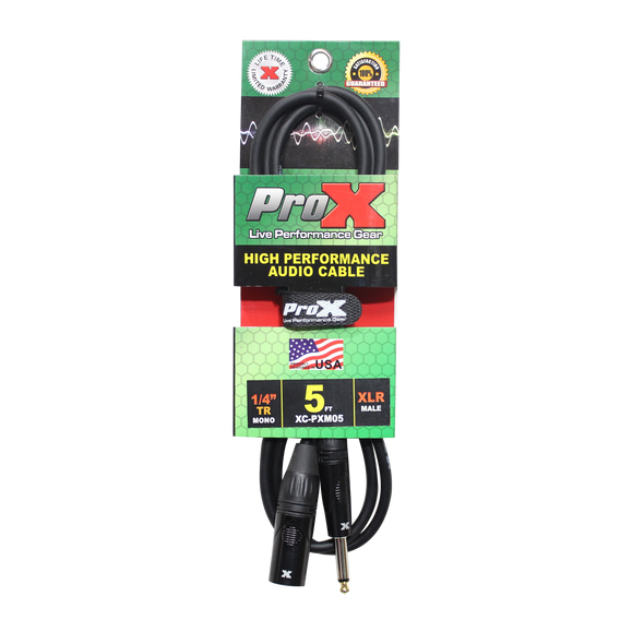 ProX 5 Ft. Unbalanced 1/4" TS to XLR3-M High Performance Audio Cable