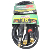 ProX XC-SYR10 10ft RCA to TRS Stereo Cable with Dual RCA Connectors and 1/4 Inch TRS Plug for Audio Routing and Professional Audio Applications