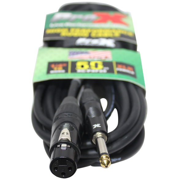 ProX 50 Ft. Unbalanced 1/4" TS to XLR-F High Performance Audio Cable 