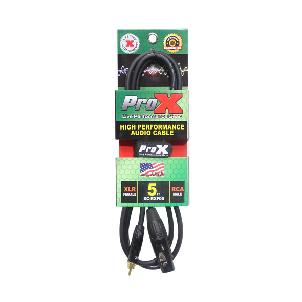 ProX 5 Ft. Unbalanced RCA to XLR3-F High Performance Audio Cable