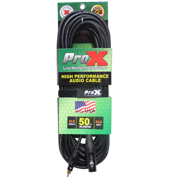 ProX 50 Ft. Unbalanced RCA to XLR3-F High Performance Audio Cable