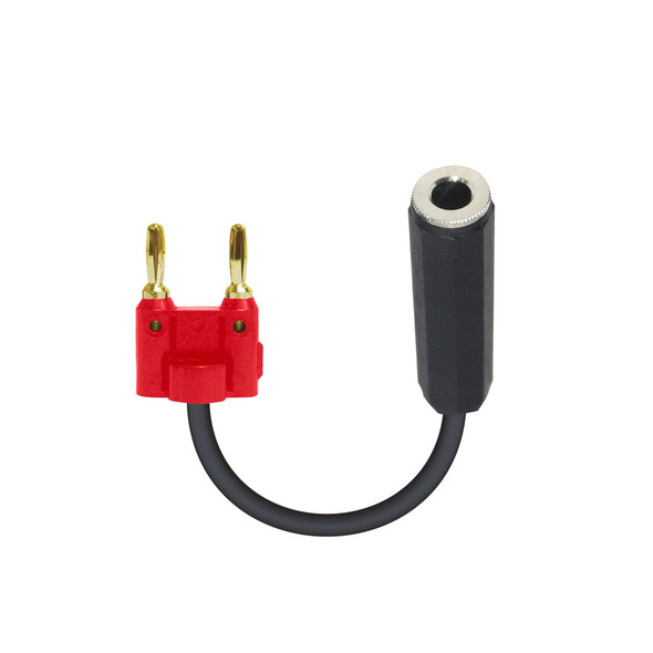 ProX XC-BNQF-RD 1/4" TS Female to Red Banana Plug speaker adapter with oxygen-free copper conductors for professional audio and speaker connections.
