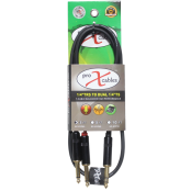 ProX XC-SYP03 Professional Dual TS Male to TRS Male Audio Insert Cable with Oxygen-Free Copper Conductors and Premium Metal Connectors