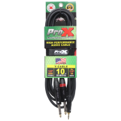 ProX XC-MYP10 3.5mm Mini TRS to Dual 1/4 Inch TS Male Audio Cable for Recording Studios, Mixers, Mobile Devices, and Live Sound Applications