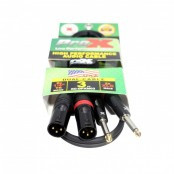 ProX XC-DPXM03 Dual 1/4 Inch TS Male to Dual XLR Male Unbalanced Audio Cable with Oxygen-Free Copper Conductors and Braided Shielding