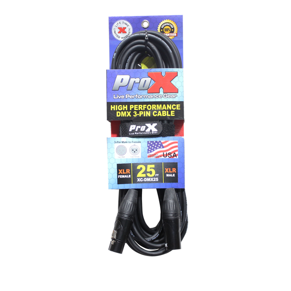 ProX XC-DMX25 professional DMX lighting control cable 25 foot