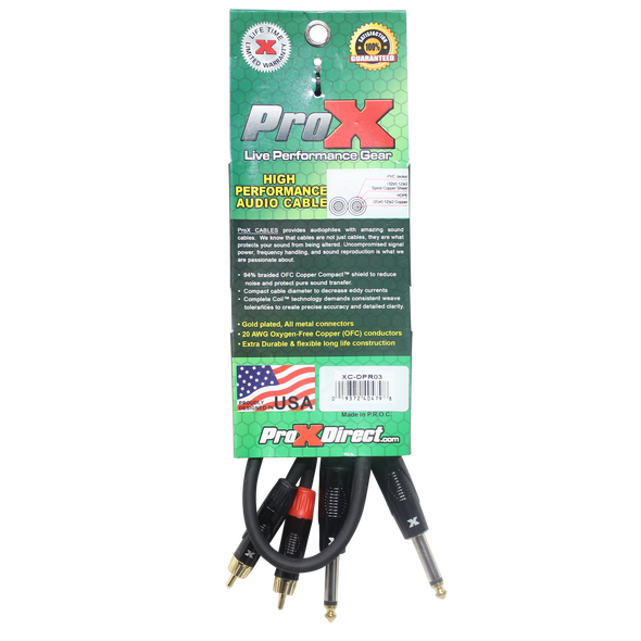ProX XC-DPR03 3ft Dual RCA Audio Interconnect Cable