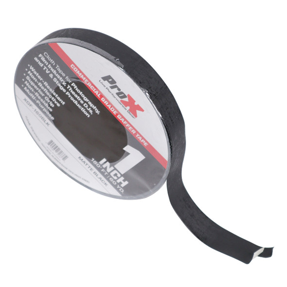 ProX 1 Inch 180 Ft. 60YD Matte Black Commercial Grade Gaffer Tape Pros Choice Non-Residue
