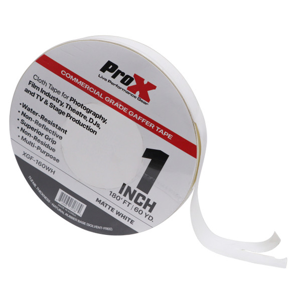 ProX 1 Inch 180 Ft. 60YD Matte White Commercial Grade Gaffer Tape Pros Choice Non-Residue