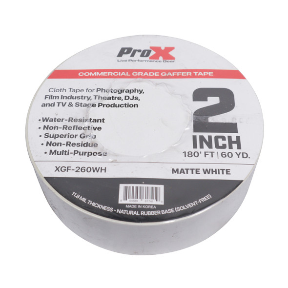 ProX 2 Inch 180 Ft. 60YD Matte White Commercial Grade Gaffer Tape Pros Choice Non-Residue
