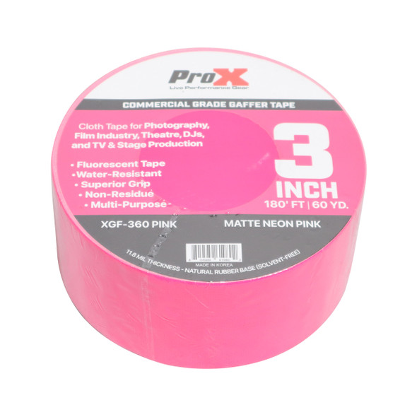 ProX 3 Inch 180 Ft. 60YD Pink Commercial Grade Gaffer Tape AV Pros Choice Non-Residue