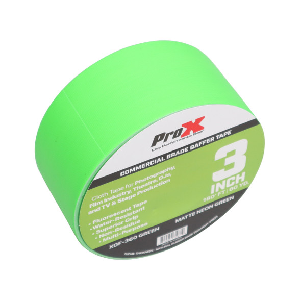 ProX 3 Inch 180 Ft. 60YD Green Commercial Grade Gaffer Tape Pros Choice Non-Residue