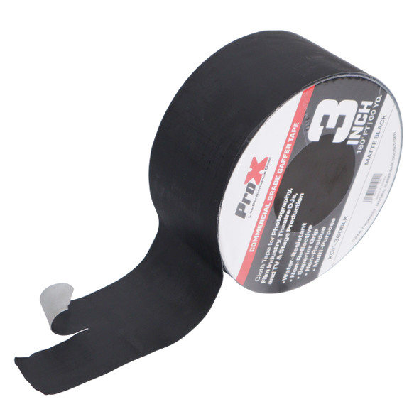 ProX 3 Inch 180 Ft. 60YD Matte Black Commercial Grade Gaffer Tape Pros Choice Non-Residue