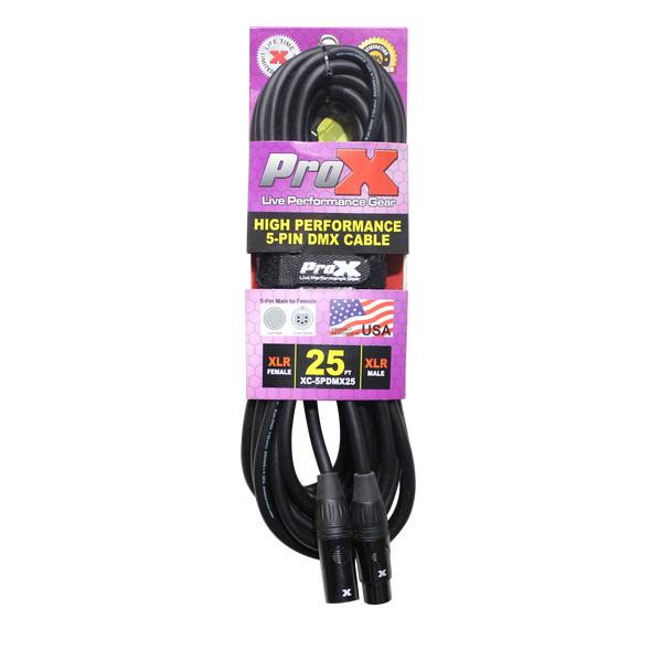ProX XC-5PDMX10 professional 10ft 5-pin DMX512 cable retail packaging