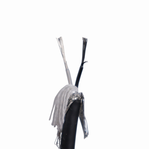 ProX XC-DMX300 bulk DMX cable showing internal conductors and shielding layers