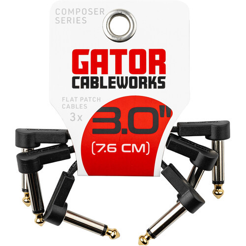 Gator Composer Flat Patch Cable with Right-Angle 1/4" Male Connectors (3")