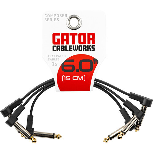  Gator Composer Flat Patch Cable with Right-Angle 1/4" Male Connectors (6")