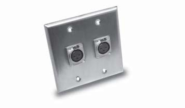 Hosa WXX-402F Pro Wall Plate - Dual-Gang, Dual Neutrik XLR3F