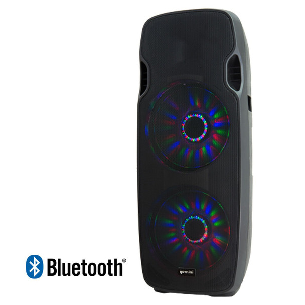 Gemini AS-215BLU-LT Active Dual 15” Woofer Speaker With LED Array & Bluetooth