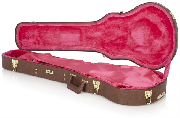 Gator Cases GW-LP-BROWN Gibson Les Paul® Guitar Deluxe Wood Case, Brown