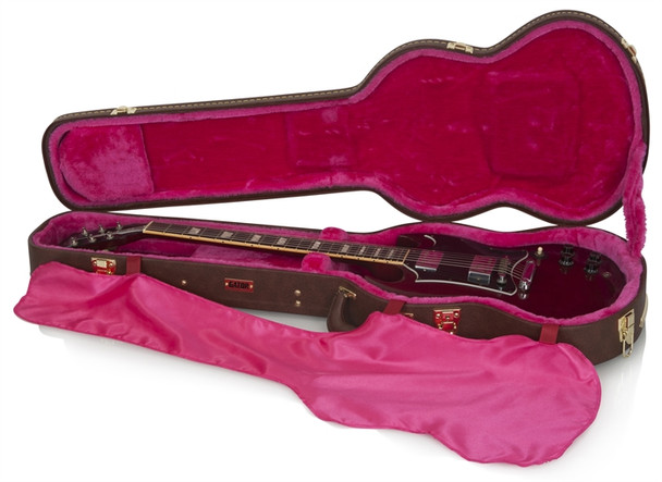 Gator Cases GW-SG-BROWN Gibson SG® Guitar Deluxe Wood Case, Brown