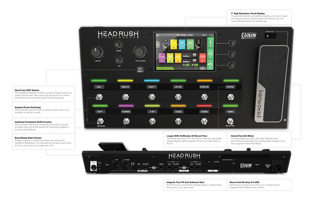 HEADRUSH PEDALBOARDXUS - Guitar FX and Amp Modeling Processor with Color Touch Screen