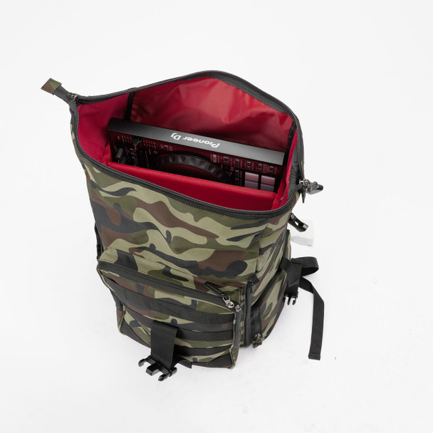 Magma DIGI DJ-Stashpack XL Plus, Camo-Green/Red Side View.