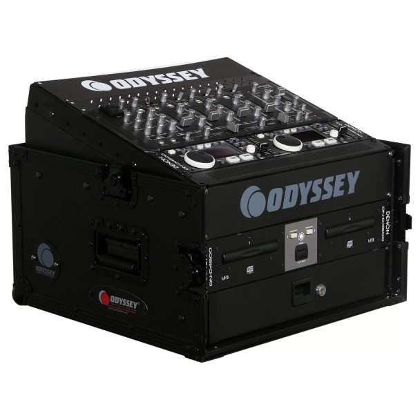 ODYSSEY Black 10U Top Slanted 4U Vertical Pro Combo Rack