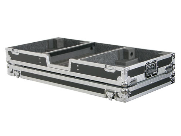ODYSSEY FZBM12W DJ COFFIN WITH WHEELS HOLDS A 12" FORMAT DJ MIXER & 2 TURNTABLES IN BATTLE MODE