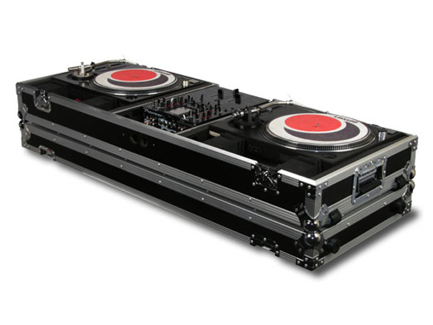 ODYSSEY FZDJ10W DJ COFFIN WITH WHEELS HOLDS MOST A 10" FORMAT DJ MIXER & 2 TURNTABLES IN STANDARD POSITION