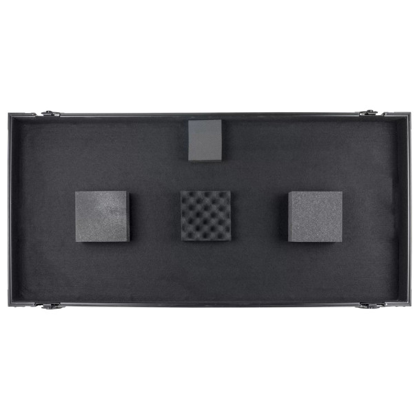 ODYSSEY Black Low Profile 12″ Format DJ Mixer and Two Battle Position Turntables Flight Coffin Case with Wheels and Glide Platform