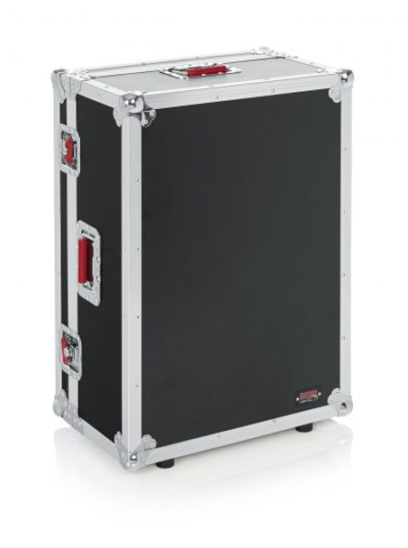 Gator Cases G-TOURM32RNDH Non-Doghouse Mixer Case for Midas M32R. Includes tilt & go wheels, plus 4" storage behind mixer. Shallow base allows mixer use while in case.