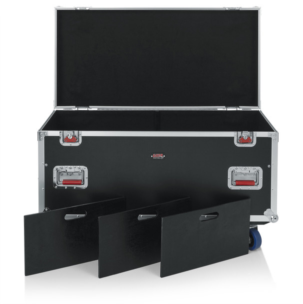 Gator Cases G-TOURTRK452212 Truck Pack Utility ATA Flight Case; 45” x 22” x 27” Exterior Before Casters; 12mm Wood Construction, Dividers and Lift-Out Trays