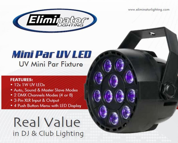 Eliminator Mini Par UV LED - 12 x 1 watt UV LED