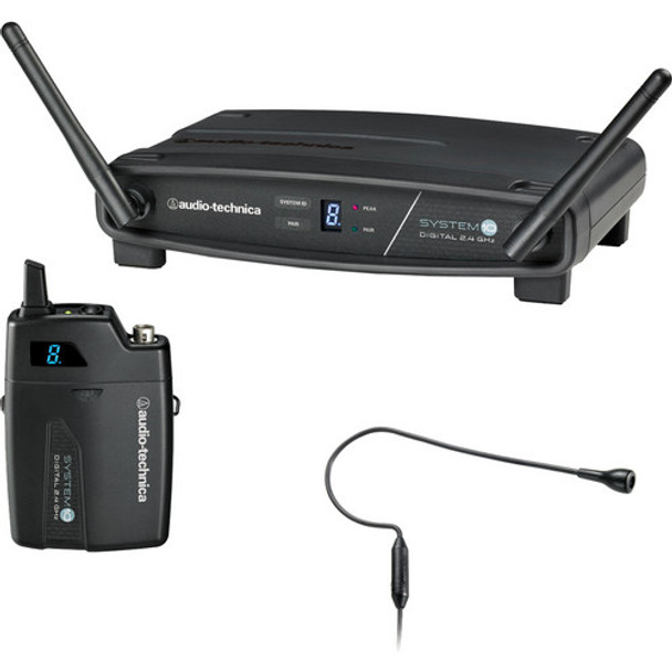 Audio-Technica ATW-1101/H92 - System 10 Digital Wireless System includes: ATW-R1100 receiver and ATW-T1001 UniPak transmitter with PRO 92cW headworn microphone, 2.4 GHz