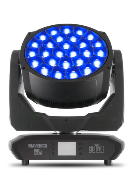 Chauvet Professional MaverickMK3Wash - Includes: IP powerKON Power Cord, 2pc Omega Brackets. Control: 3-pin DMX, 5-pin DMX, ArtNet, sACN, Klingnet, WDMX