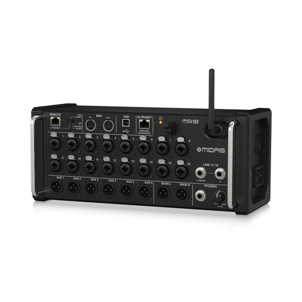 Midas MR18 18-Input Digital Mixer for iPad/Android Tablets with Wi-Fi and USB Audio Interface