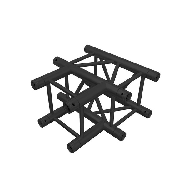 GLOBAL TRUSS SQ-4129 BLK/MTE - 3-WAY 90 DEG. T-JUNCTION BLACK POWDER COAT