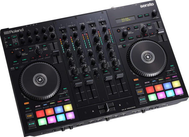 Roland DJ-707M - four-channel, four-deck Serato DJ Pro controller engineered for the perfect balance of functionality and portability.